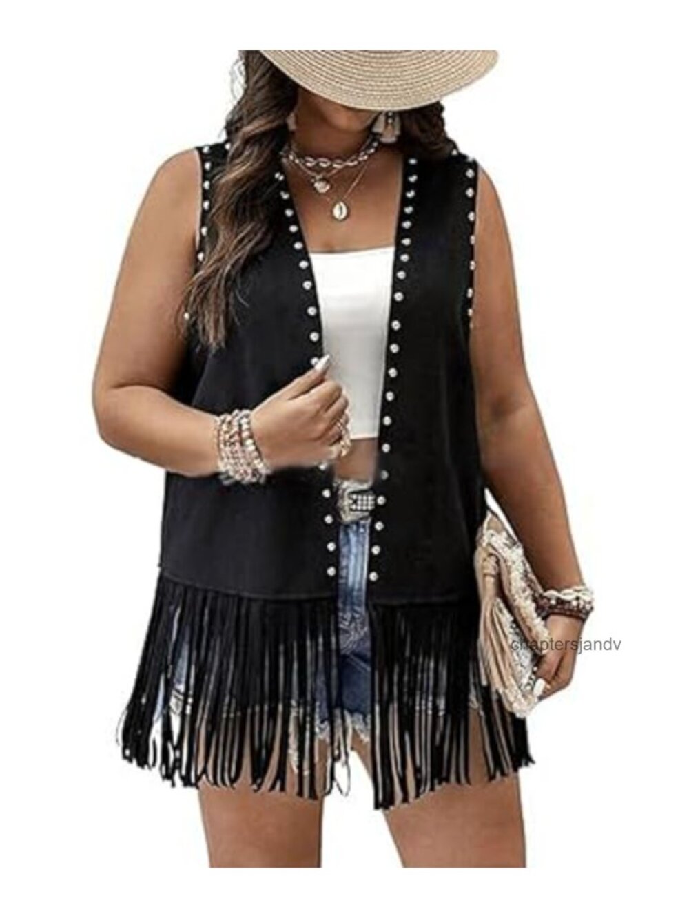 Faux Suede Fringe Tassel Hem Open Front Vest Sleeveless Outerwear